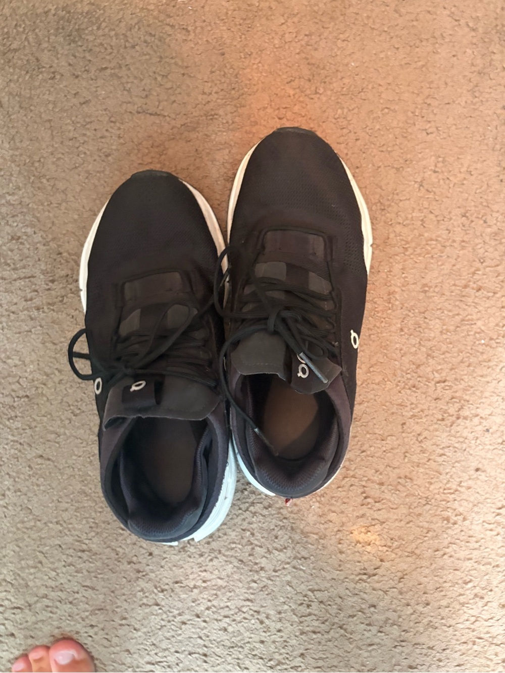 On Running women’s  Black Athletic Running Shoes with White Soles